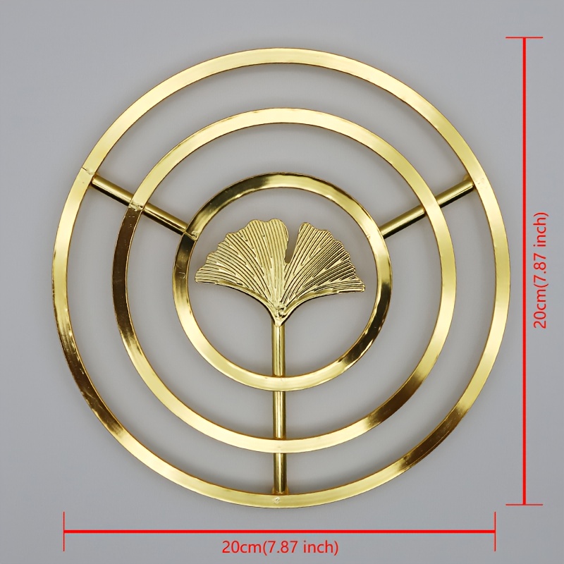 TEMU 1pc 20cm/7.87-inch Golden Hot Pot Trivet, Luxury Round Hot Pad With Shiny Metal Frame, Floral Mat For Kitchen Dining Table, Pad With Embossed