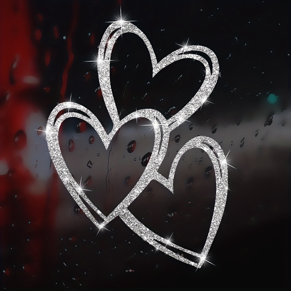 Image of 3 Sparkling Heart-shaped Window Stickers That , Decorative Glass Decals For Windows, Makeup Mirror Stickers, Fridge Magnets, Bedroom Door Decals, And Wall Decorations For The Living And Dining Rooms