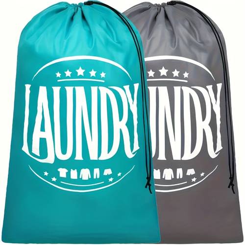 set of 2 large capacity laundry bags with letter patterns drawstring closure foldable for easy carrying suitable for storing clothes toys and blankets ideal for household dirty laundry storage