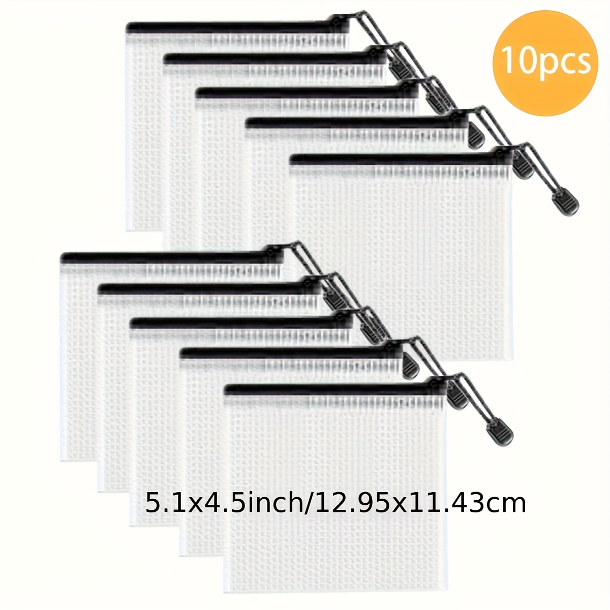 Image of 10pcs B8 Size Mesh Zipper File Bag, 5..5 Inch File Bag, , Storage, Suitable For School Supplies, Office Supplies File Bag Storage
