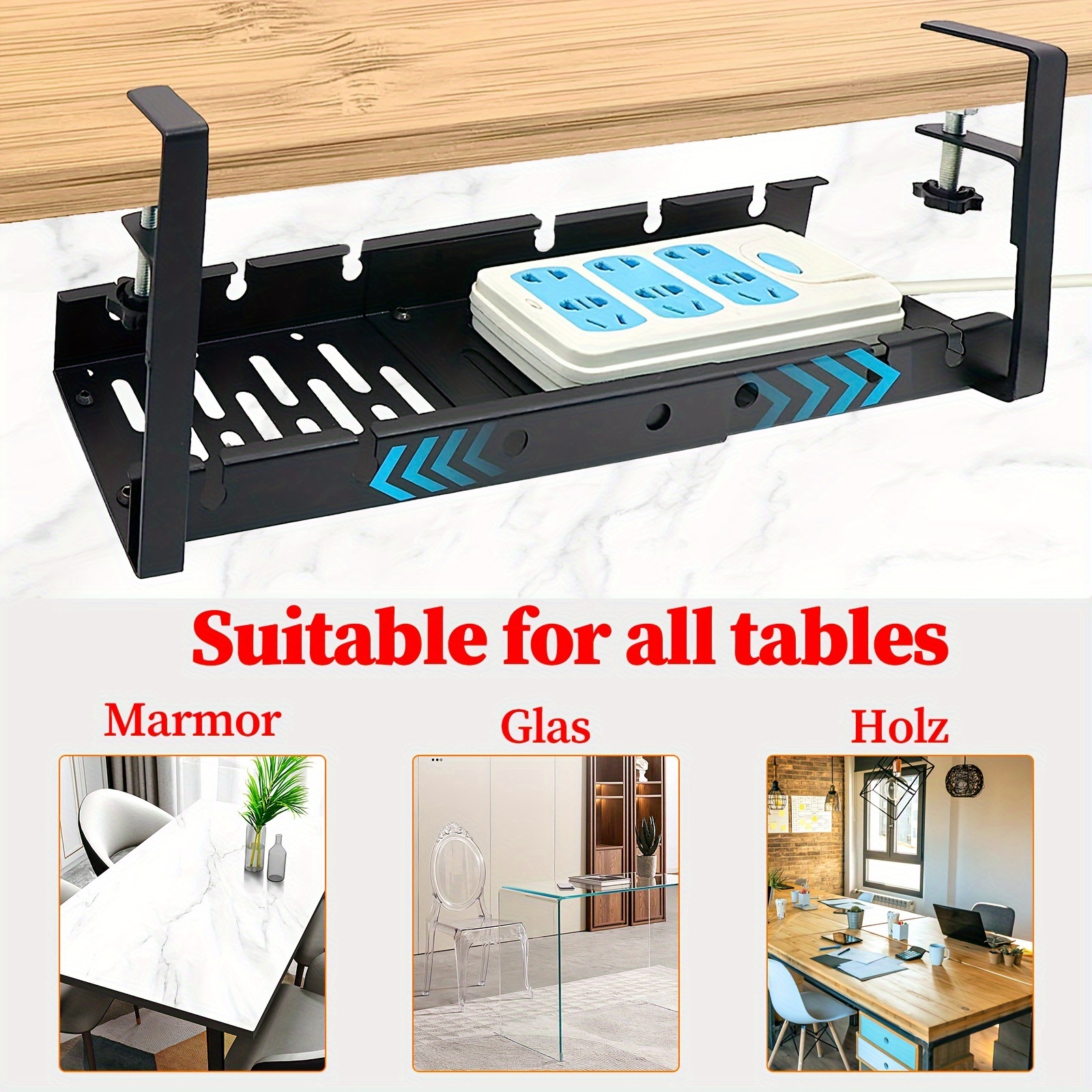 Desk Cable Management Tray No Drill Steel Desk Cable - Temu