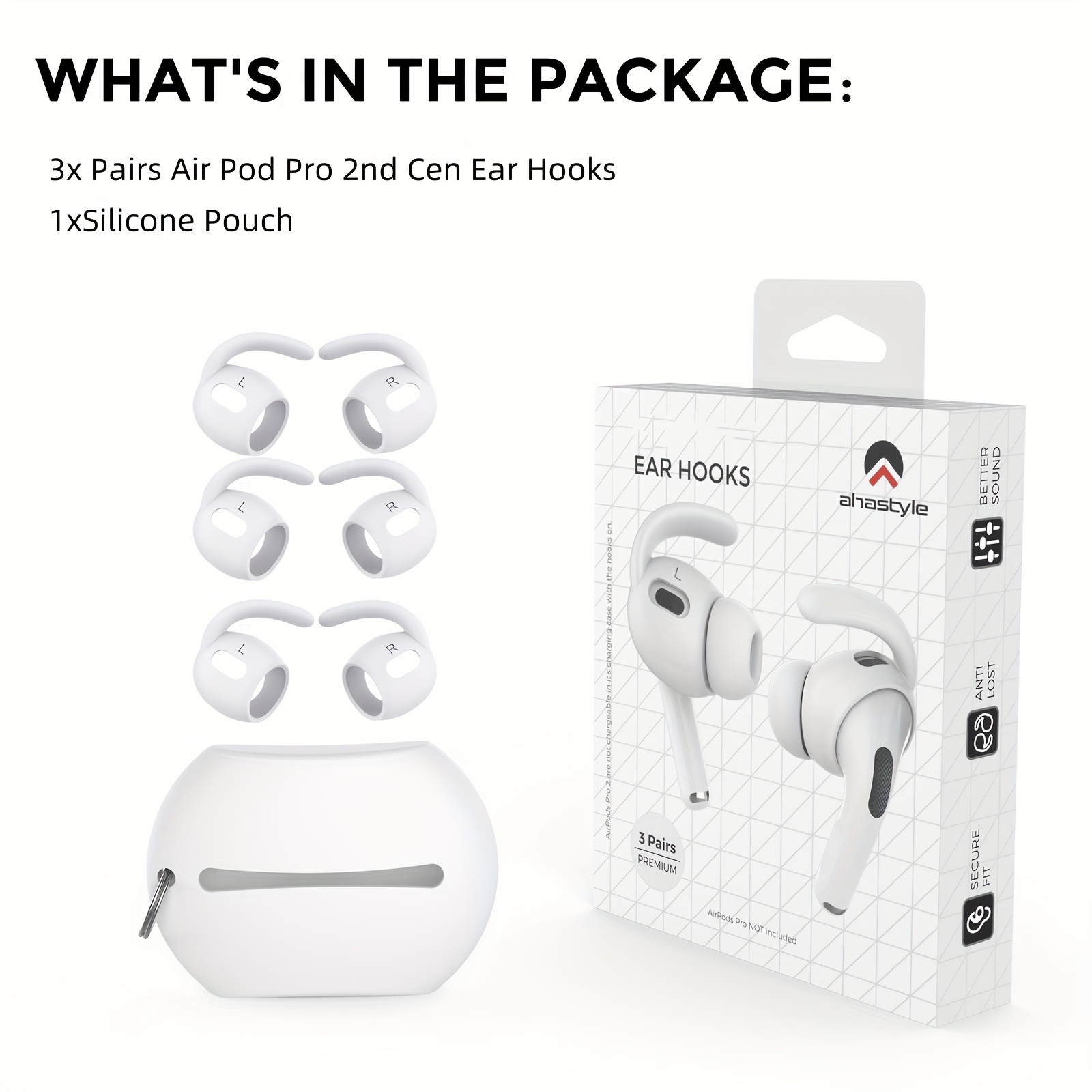 

3 Pairs For Airpods Pro 2nd Ear Hooks, Anti-slip Ear Covers Silicone For Airpods Pro 2nd Generation(2022) [not Fit In The Charging Case]