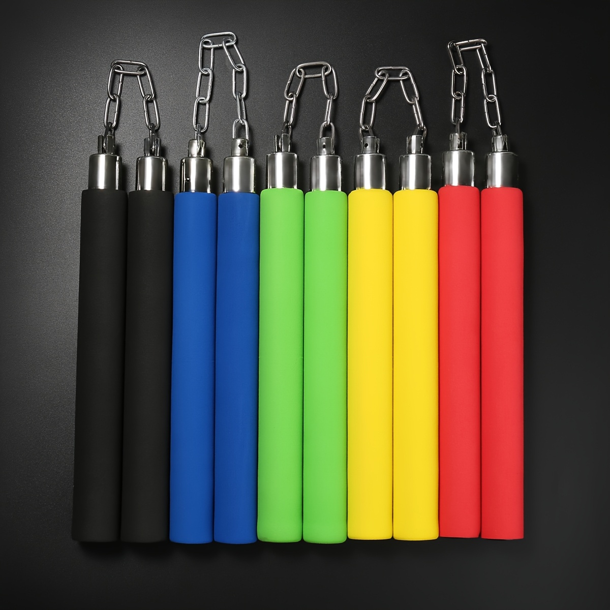 1pc foam nunchaku training sticks with steel chain   sponge material for beginners universal martial arts two section staff for practice and training ideal for valentines day ramadan thanksgiving christmas halloween black red yellow details 5