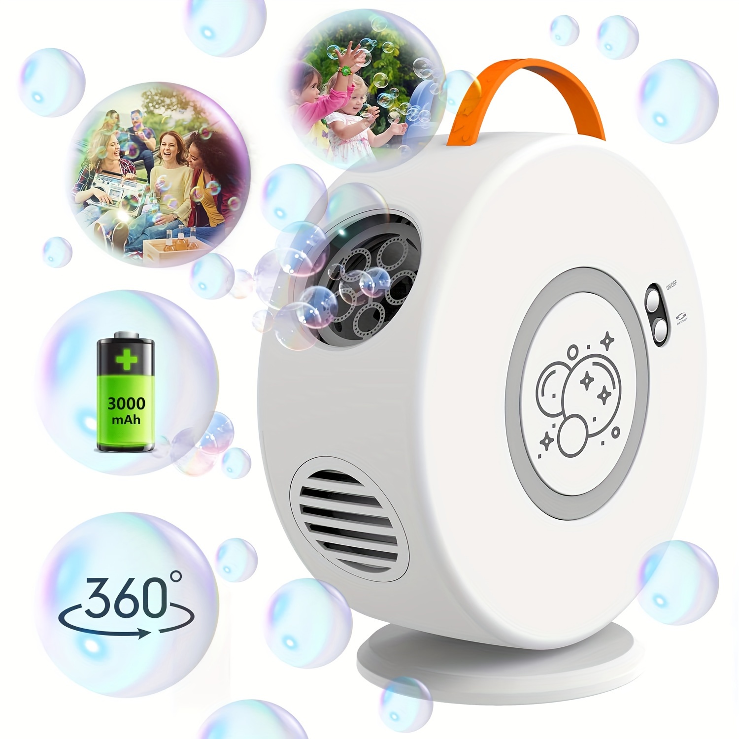 

Soap Bubble Machine, Bubble Maker Toy For Children, 90°/360° Rotatable, Portable Automatic Soap Bubble Machine With 500 Ml, Outdoor Indoor Toy Games Gift From 3 Years And Up