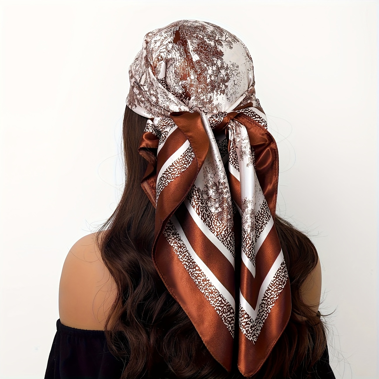 1pc womens 35 43 inch scarf headband floral print satin  display picture 2