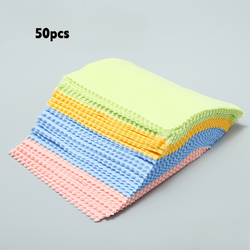 Image of 50pcs Random Color Microfiber Cleaning Cloths, Suitable For Glasses, Camera Lenses And Smartphone Screens Soft, Thick, Fragrance- In Assorted Gentle Tones (pink, Blue, Green), Glasses Cleaning Wipes