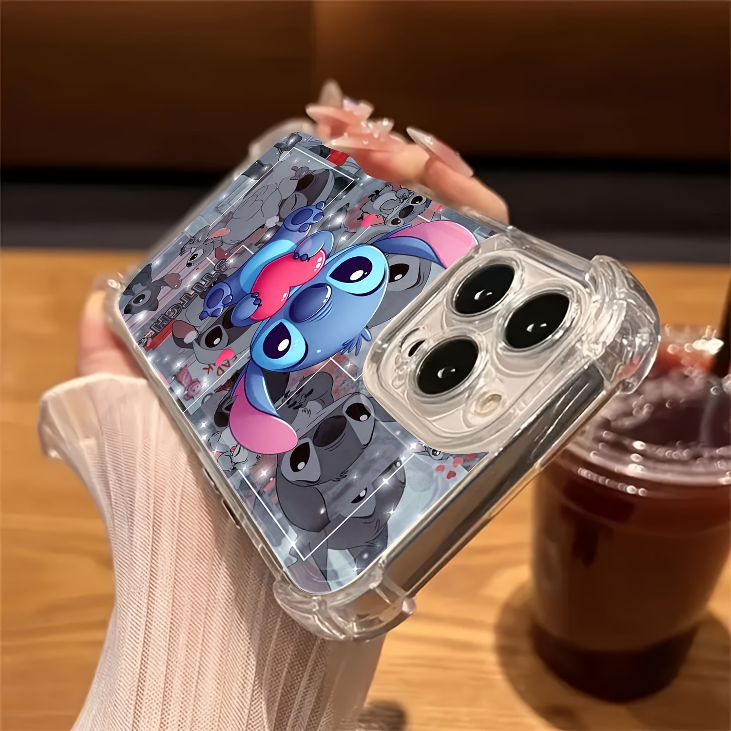 Disney Officially Licensed, The Adorable Moments of Stitch Cute Four-Corner Anti-Drop Full Protection Transparent Phone Case, for iPhone 16/15/14/13/12/11/X/XS/XS Max/Pro/Pro Max/Plus, Birthday Gift, Holiday Gift, Valentine's Day Gift, Perfect Gift