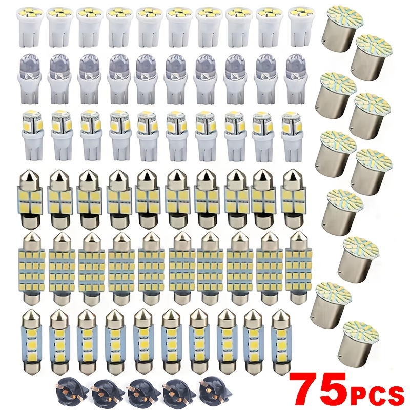 TEMU 75pcs Light Bulbs T10 6000k Replacement Led License Plate Reading Light Car Truck Rv Atv