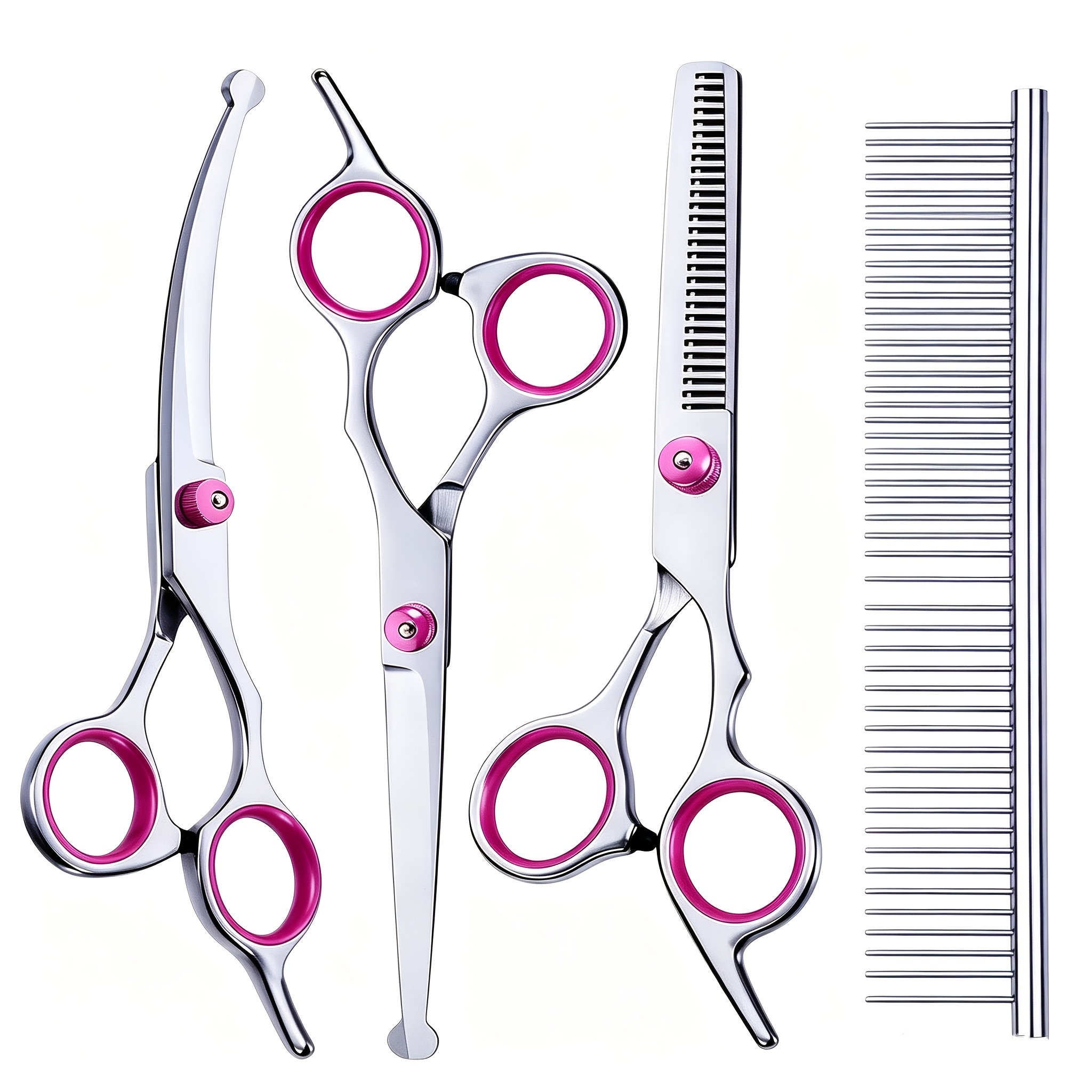 Image of Professional Pet Beauty Scissors Set-flat Scissors, Curved Scissors, Tooth Scissors, Suitable For Cats And Dogs