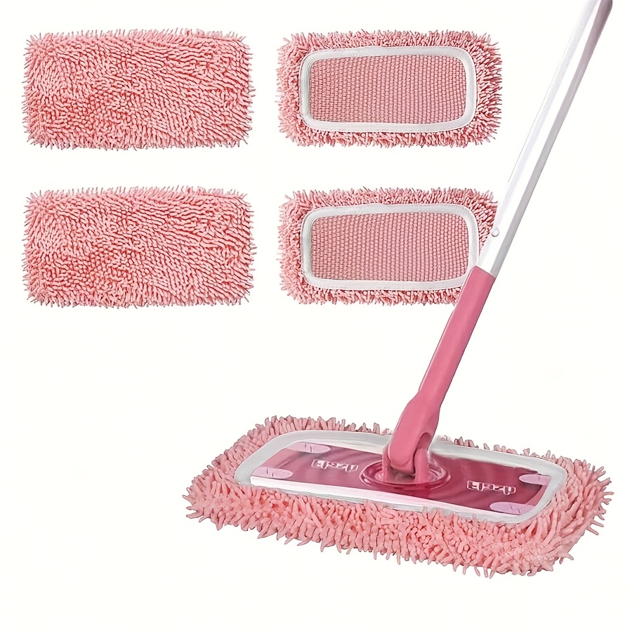 TEMU Set Of 4 Washable Mop Pads, Perfect For Damp Cleaning Cloths, Reusable, Microfiber Suitable For Wet And Dry Floor Cleaning
