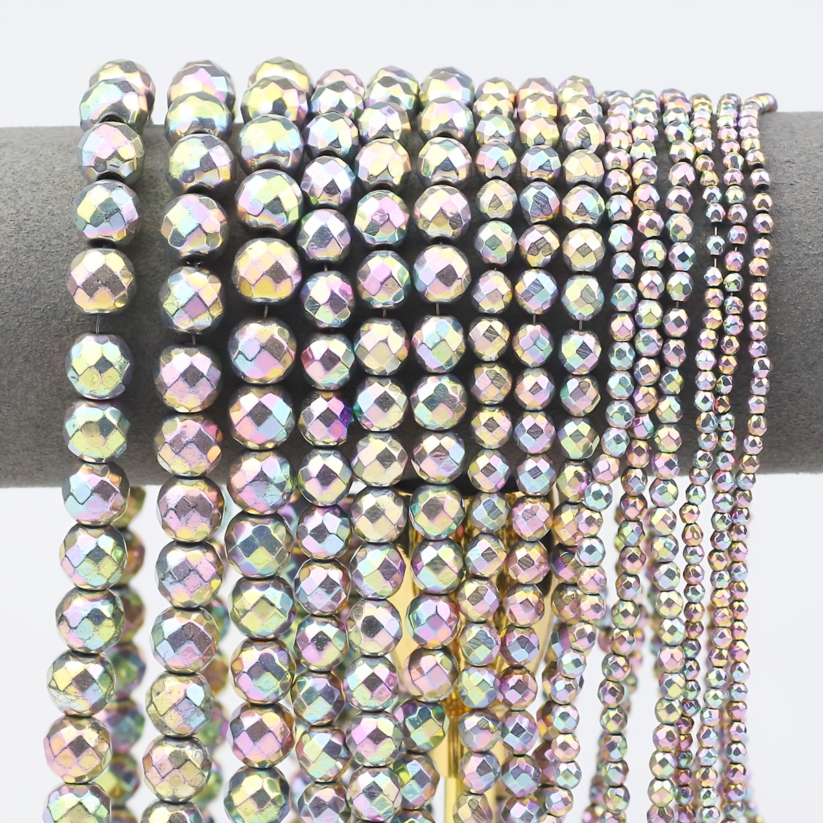 

Iridescent Round Beads, Stone Bead Assortment For Making, 2/3/4/6/8/10mm, 41-185pcs Pack, Craft Supplies For Bracelets, Necklaces, Earrings, And Decorative Accessories