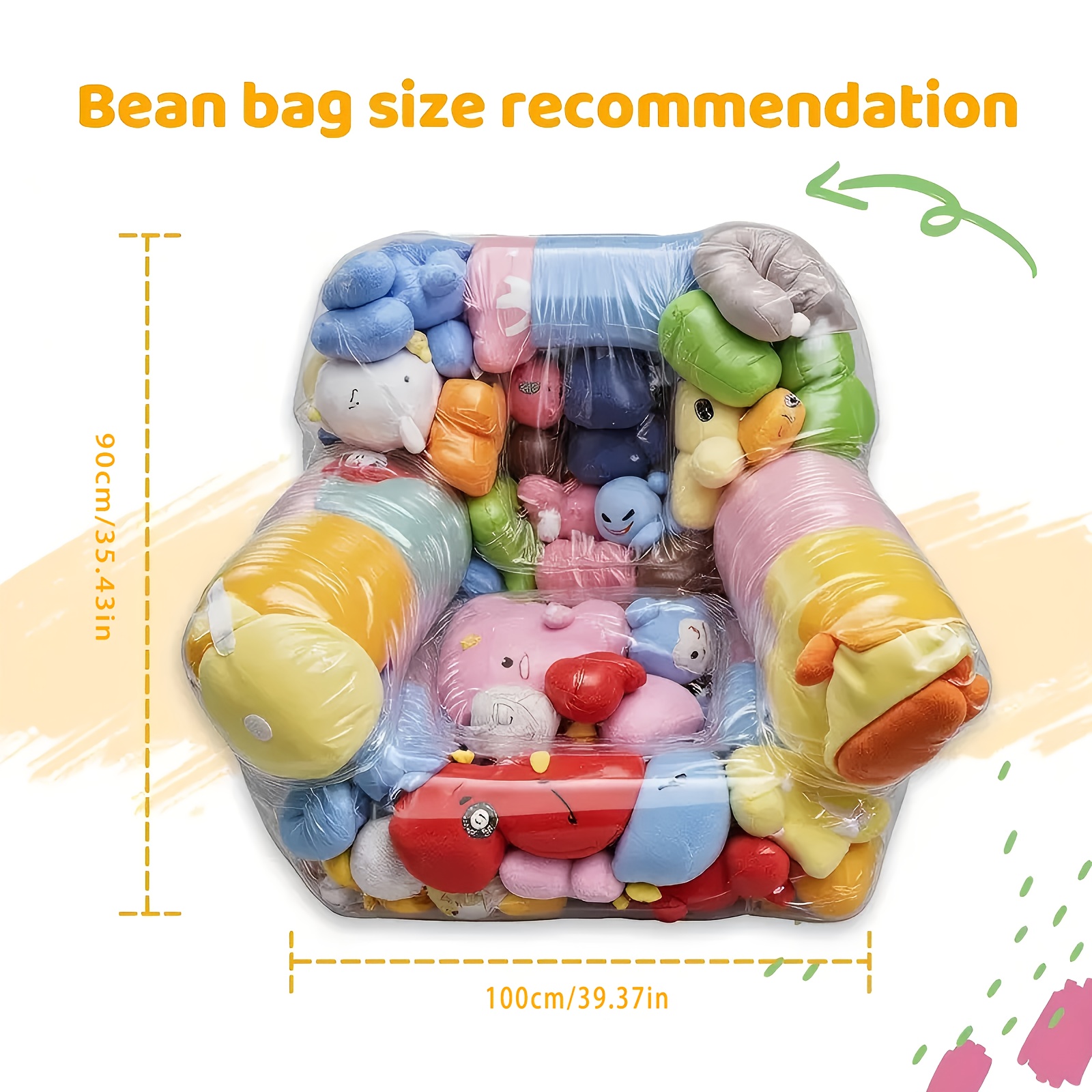 TEMU 1 Large Capacity Transparent Sofa Cover, A Storage Tool For Plush Animals., A Zipper Style Open Filling For Plush Animals