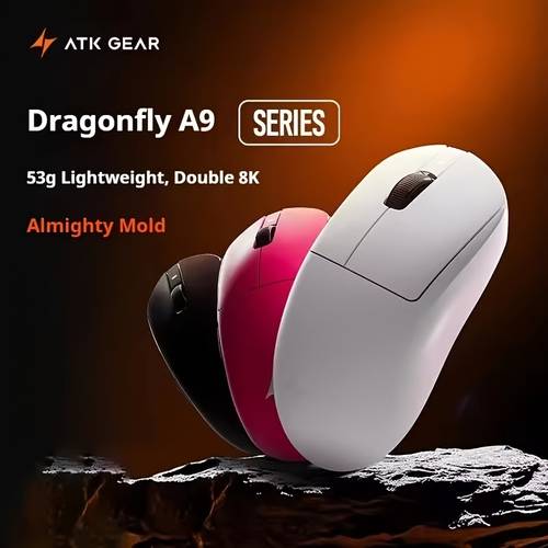 imagen del artículo ratón inalámbrico para juegos atk 9 con dongle 1k, compatible con 2.4g/con cable/inalámbrico, ratones de 53g/57g, batería recargable de larga duración de 800mah, ideal para juegos y uso en