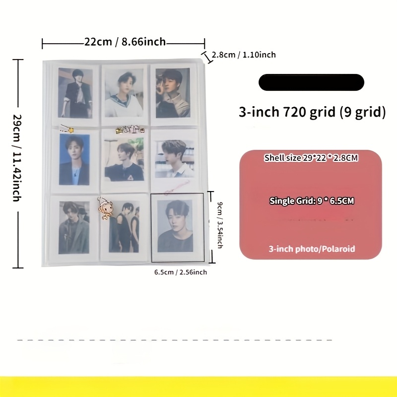 Image of 720 Pocket Kpop Card 9 Grid Storage Book, Super Large Capacity Can Hold 720 3-inch Small Cards, Can Hold Baseball Cards, Sports Cards, Game Cards, Business Cards