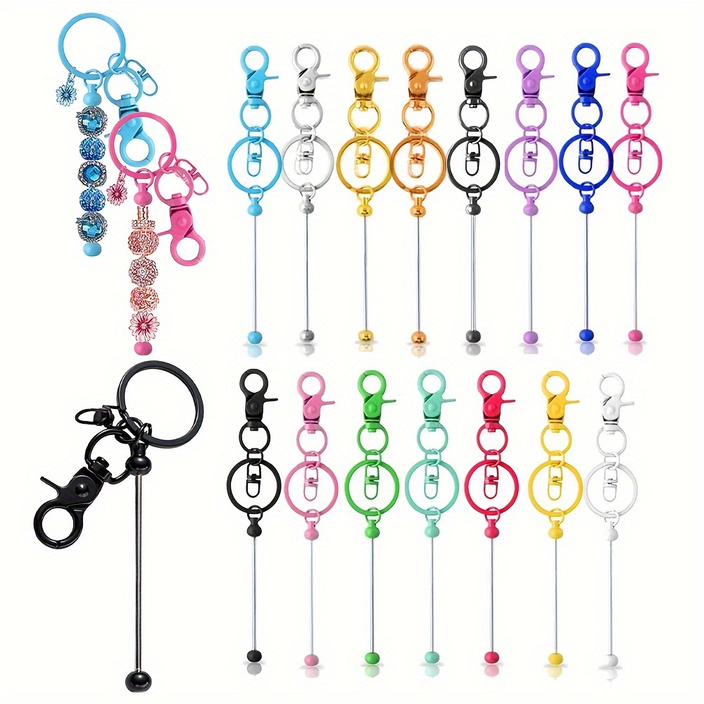 

15pcs Beadable Keychain, Metal Alloy Plating Keychain Diy Keychain Jewelry Making Keychain Accessories