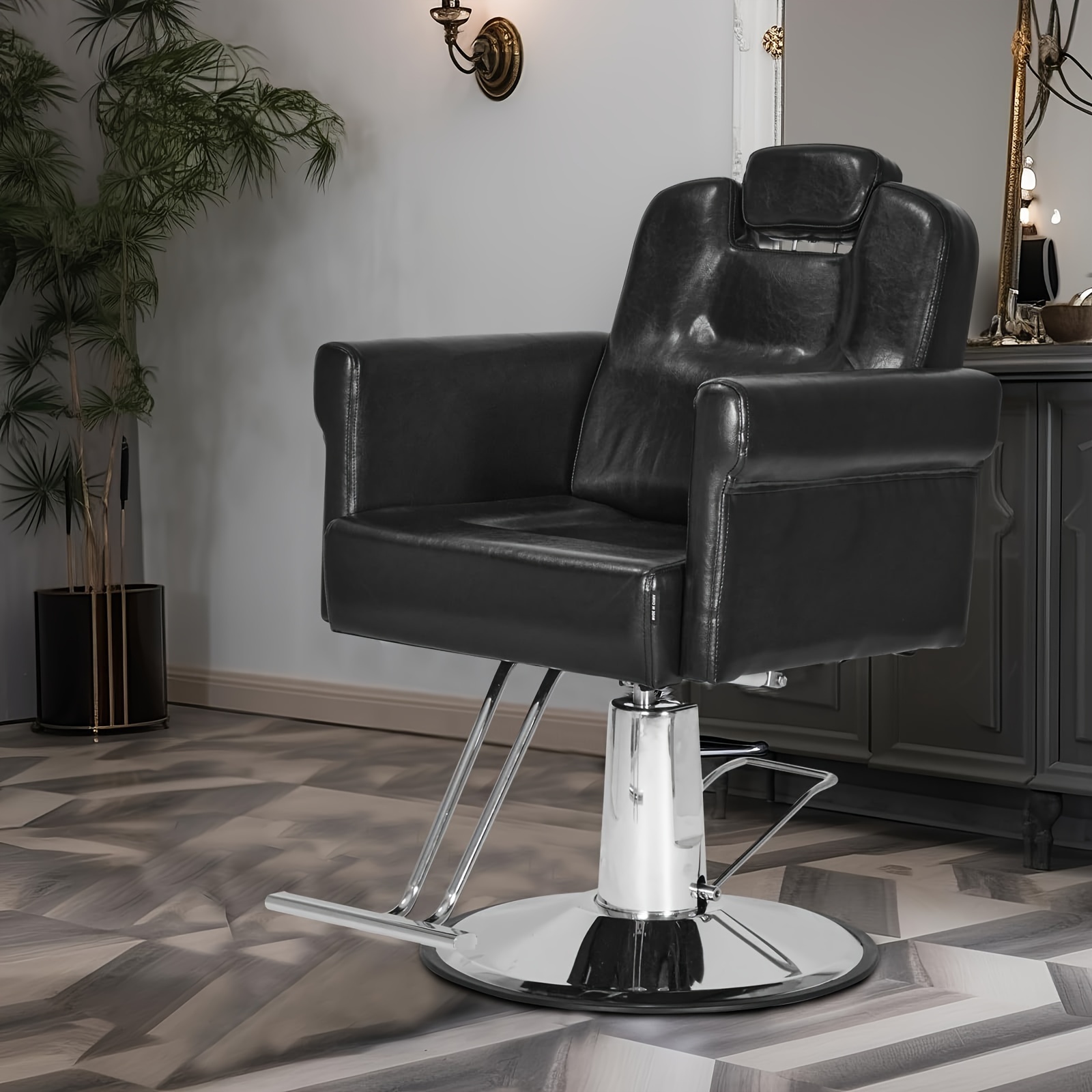 

Barber Chair Recliner Chair With Hydraulic Pump, Removable Headrest, Adjustable Height Swivel For Equipment