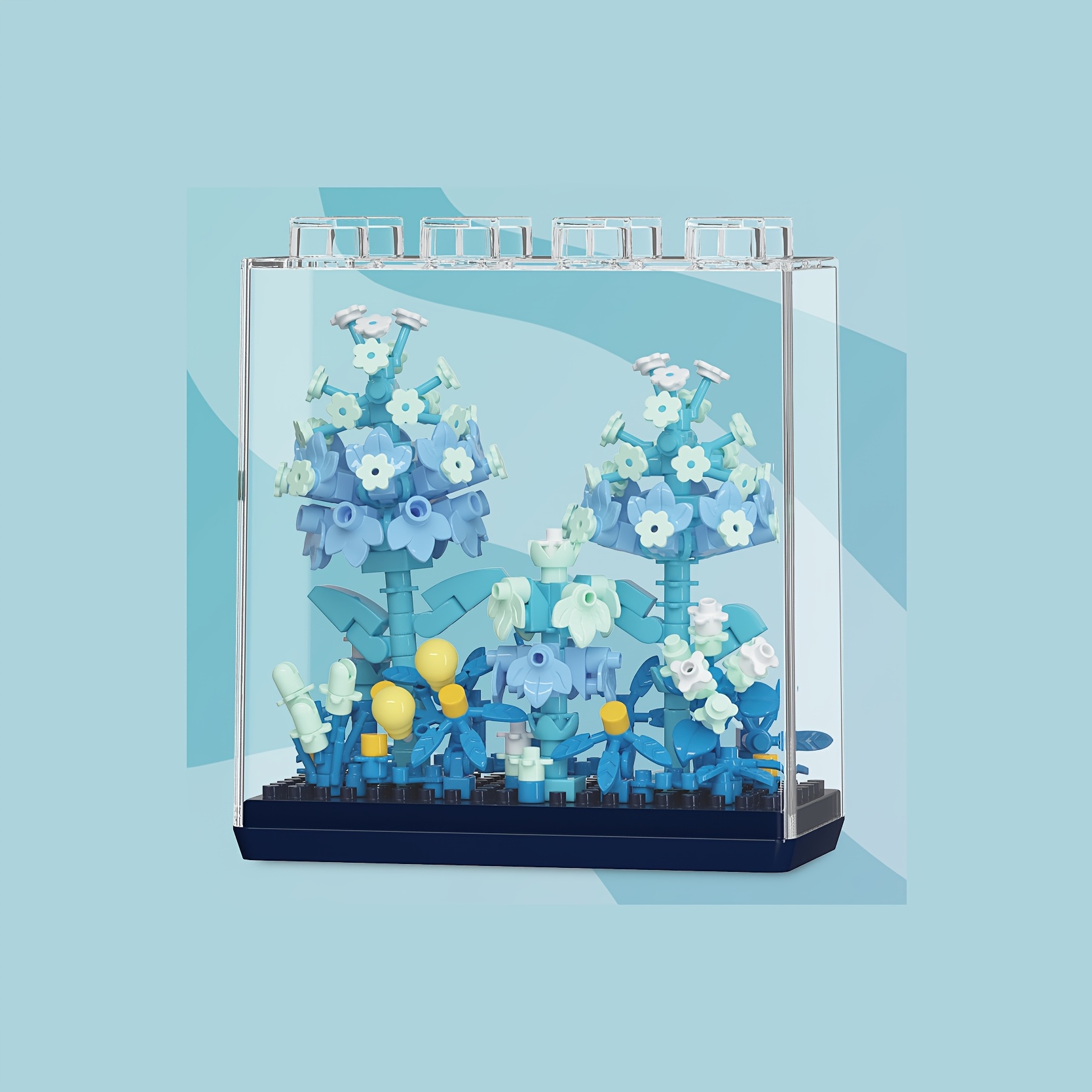 Stackable Dustproof Box with Floral Rose Micro Particle Building Blocks