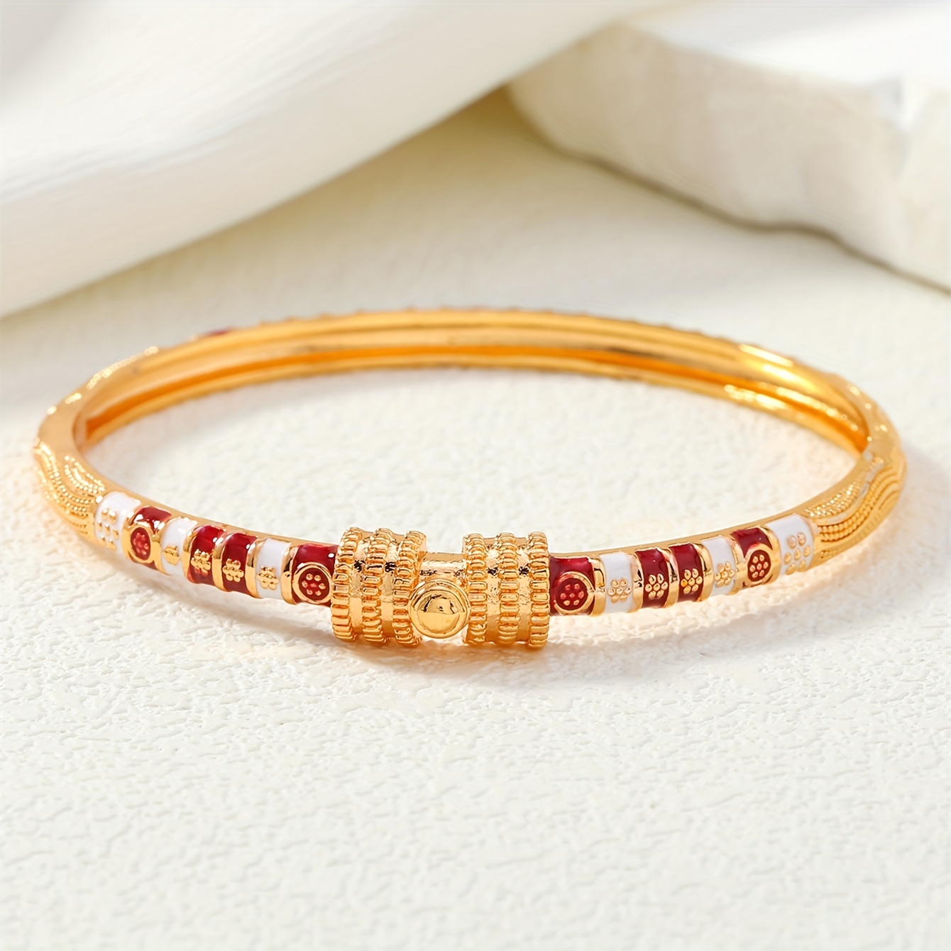 Middle Eastern Directional Arabic Bow-Shaped Radiant Line Drop Oil Bow Tie Pattern Women's Clasp Bracelet