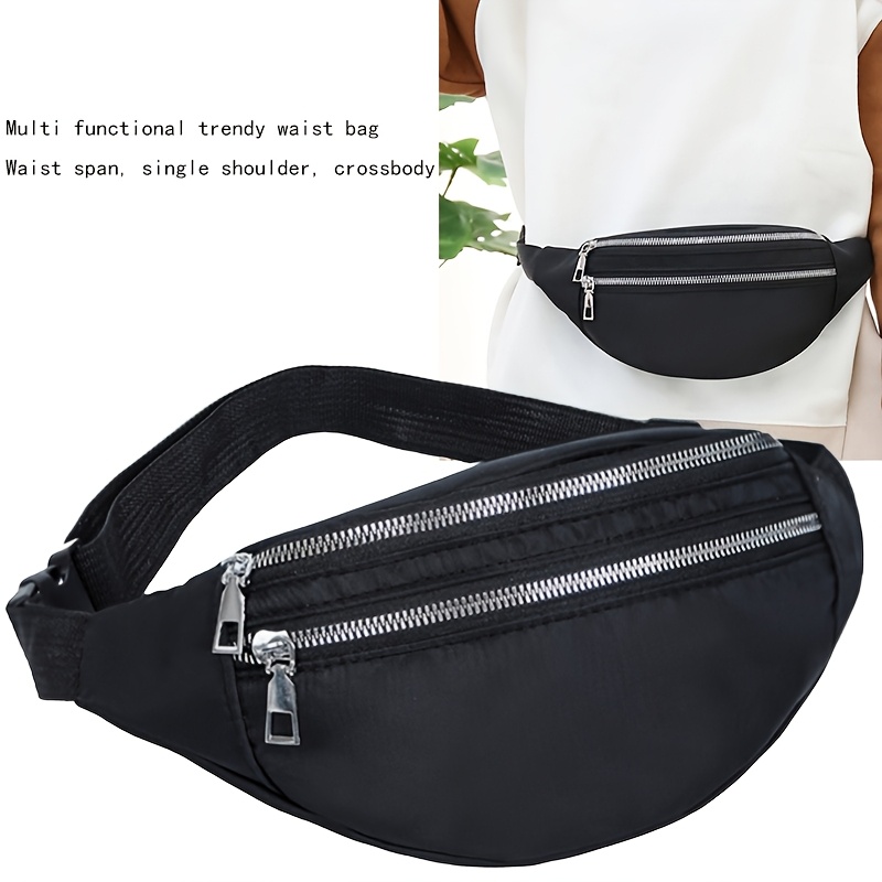 

1pc Fashionable Nylon Women's Fanny Pack With Tassel Detail, Lightweight Zippered Waist Bag With Adjustable Strap, Casual Running Sports Crossbody Phone Wallet, Polyester Lined, Non-washable