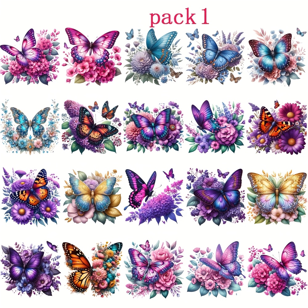 TEMU Stickers Featuring Flowers And Butterflies, Perfect For Scrapbooking, Journals, And Stationery Projects. Includes Handmade Additions, Envelopes,