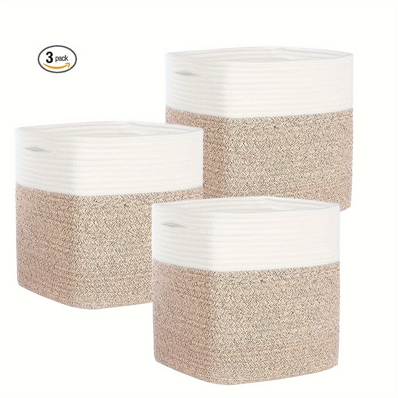 

Storage Cubes 11 Inch Cotton Rope Basket For Organizing 3 Pack | Storage Bins For Organization And Storage | Toy Storage Organizer | Basket For Shelves | Toy Bins-brown