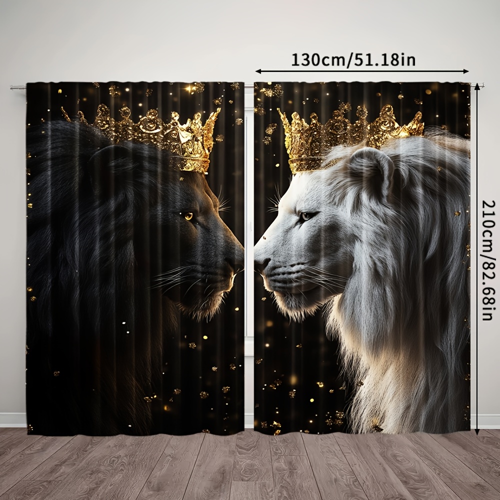 TEMU 2d Flat, 2pcs, 2d Vintage Style Printed Curtains, Printed Curtains, Art , Durable Polyester, For Suitable For Living Rooms, Kitchens, Bedrooms,