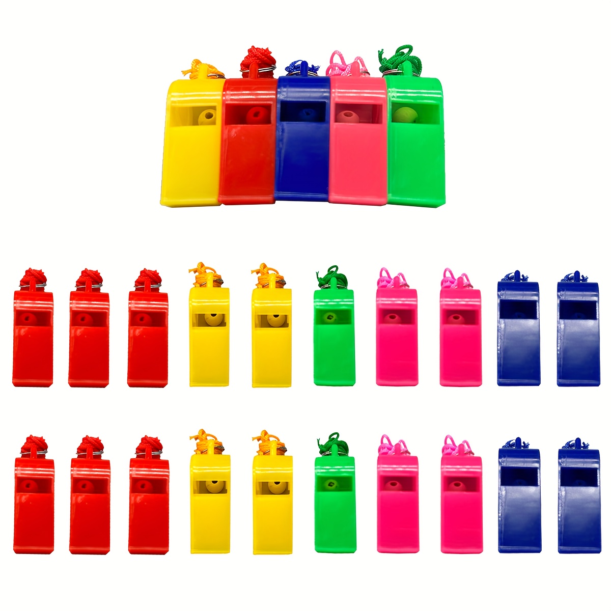 

24pcs Multicolor Plastic Sports Whistles With Lanyards, Loud And Crisp Whistles Perfect For Coaches, Referees And Officials