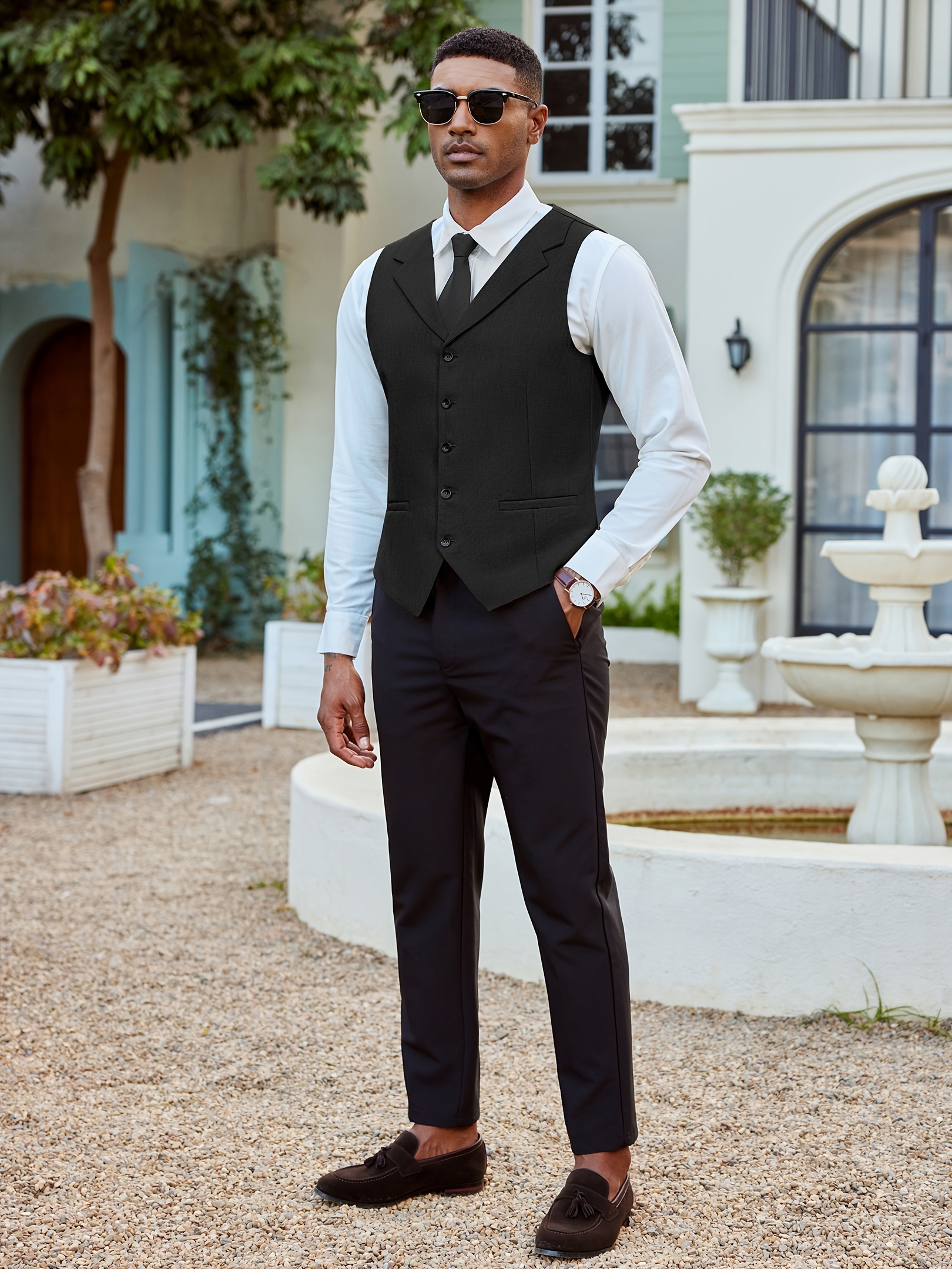 Wear Menswear Vest Casual Wear For Men With Long Vest Black Shirt Black Vest  Mens, image size:800x1067