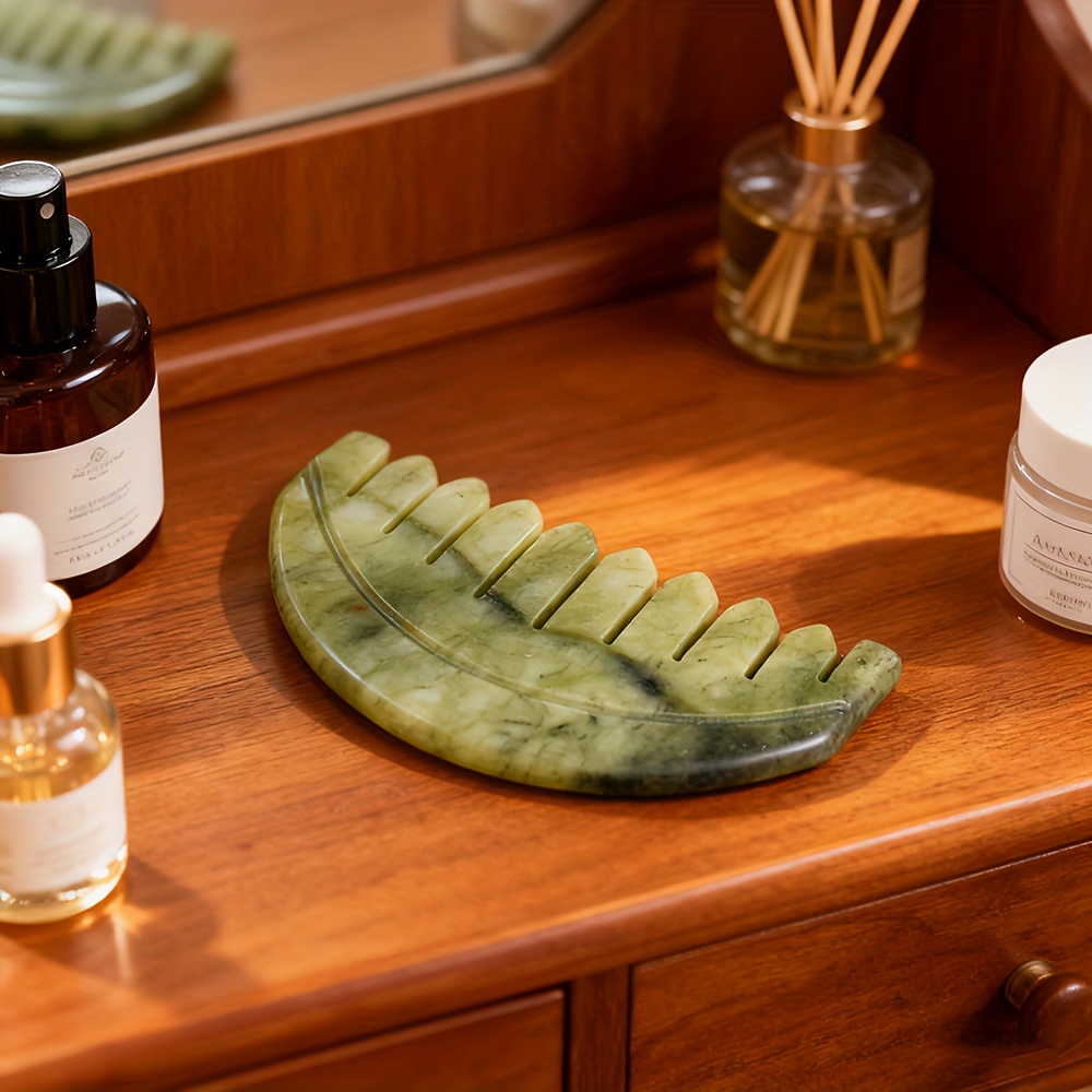 1 Peine de Masaje de Piedra, Peine de Diez Dientes para Masaje de Cuero Cabelludo y Rostro, Uso en Casa y Salón, Tabla de Masaje Manual para la Piel