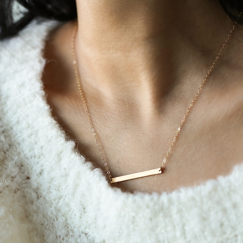 2pcs Bar Necklace Set, Elegant Stainless Steel Gift