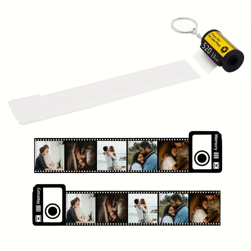 

Customizable Film Roll Keychain For Men, 1pcs/2pcs, Diy Photo Keyring, Double-sided Sublimation Pet Camera Design, Holds 10 , Funky Black Plastic, Non-braided, Keychains