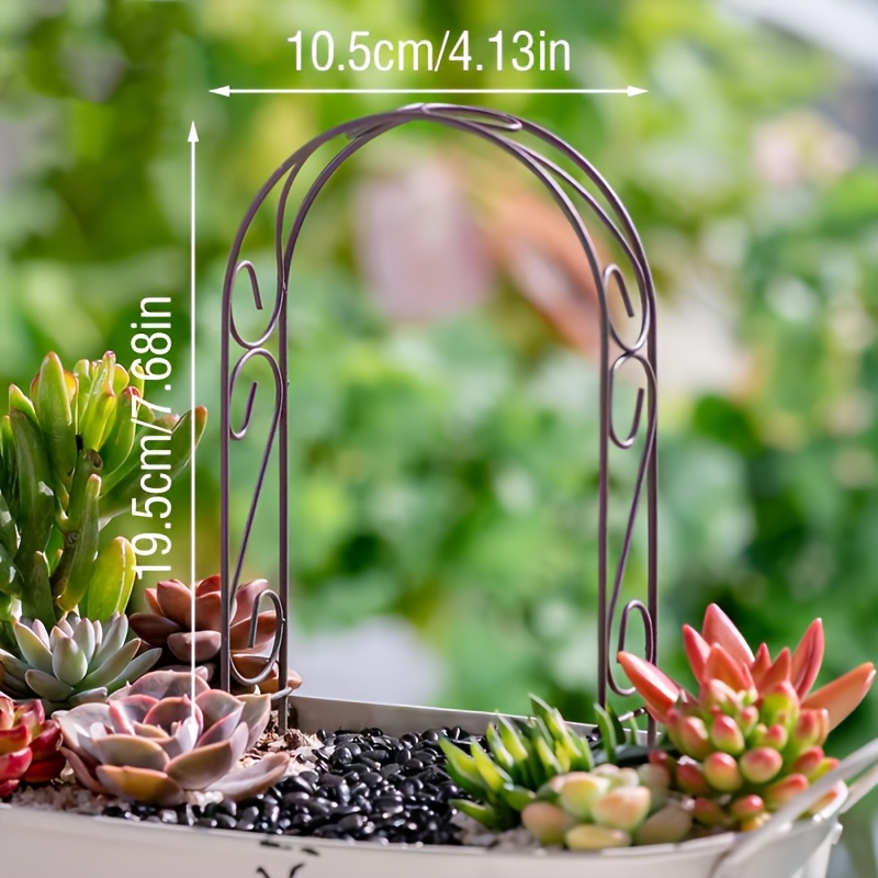 TEMU 【ミニアーチ 錬鉄製 フラワースタンド】マイクロ景観 つる性植物ラック モス 鉢植え/多肉植物 デコレーション ガーデン 景観 小型オーナメント