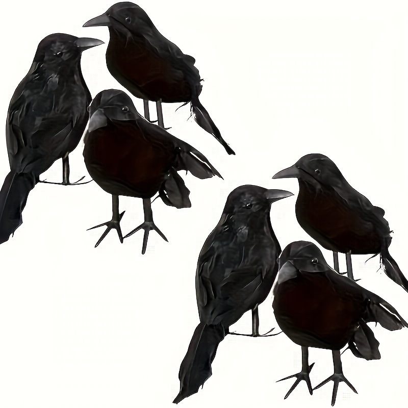 TEMU Realistic Crow, Real Touch Crow, Foam Filled Fabric, Artificial Handmade Feather Crow, Halloween Party Decoration Props, Indoor And Outdoor