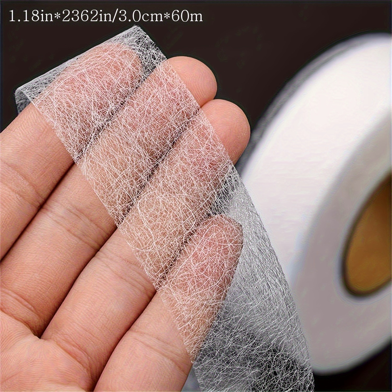 1 Roll Of 60 Meters Of Double-sided Non-woven Fabric Adhesive Material, Suitable For Sewing, Crafts, Hats, And Clothing - White, Sewing Supplies.