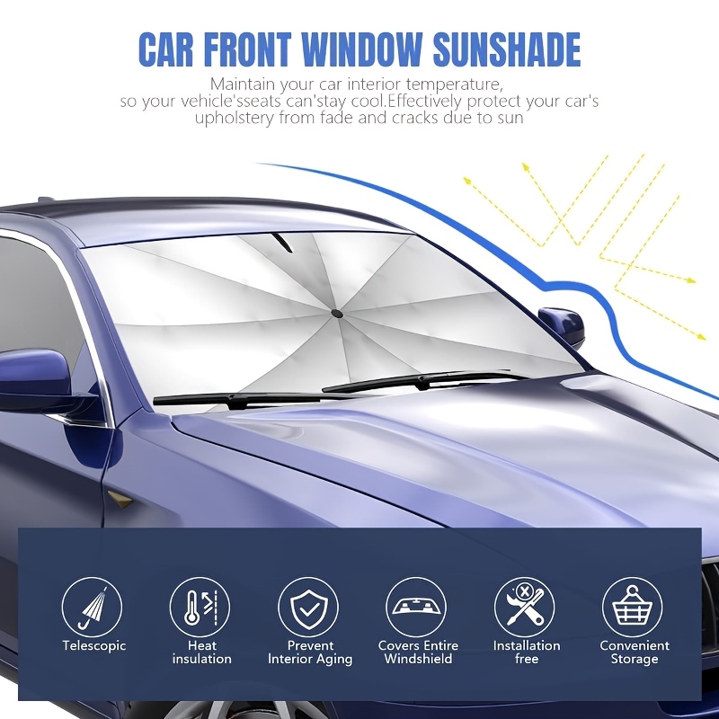 TEMU Pare-soleil pour pare-brise, Pare-soleil pliant de parapluie pour vitre de voiture ( thermique isolante), Convient couverture de pare-brise,