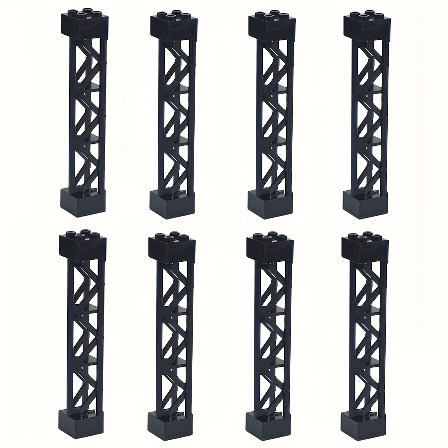 8pcs Moc Column Volume Wood 2x2x10 - Interlocking Support Base, Durable Plastic Material Suitable For , Towers And Structure Construction - Compatible With, And Toys, High-quality Material