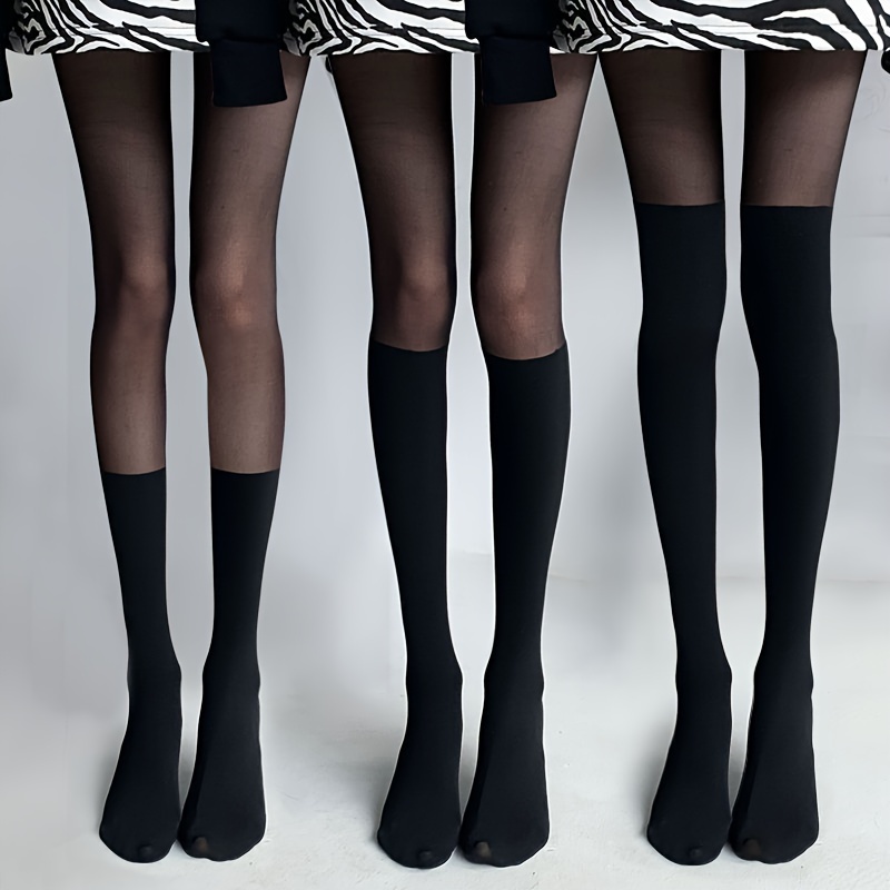 

Chic Black Sheer Tights For Women - High-waist, Stretchy Nylon & Elastane , Spring & Fall