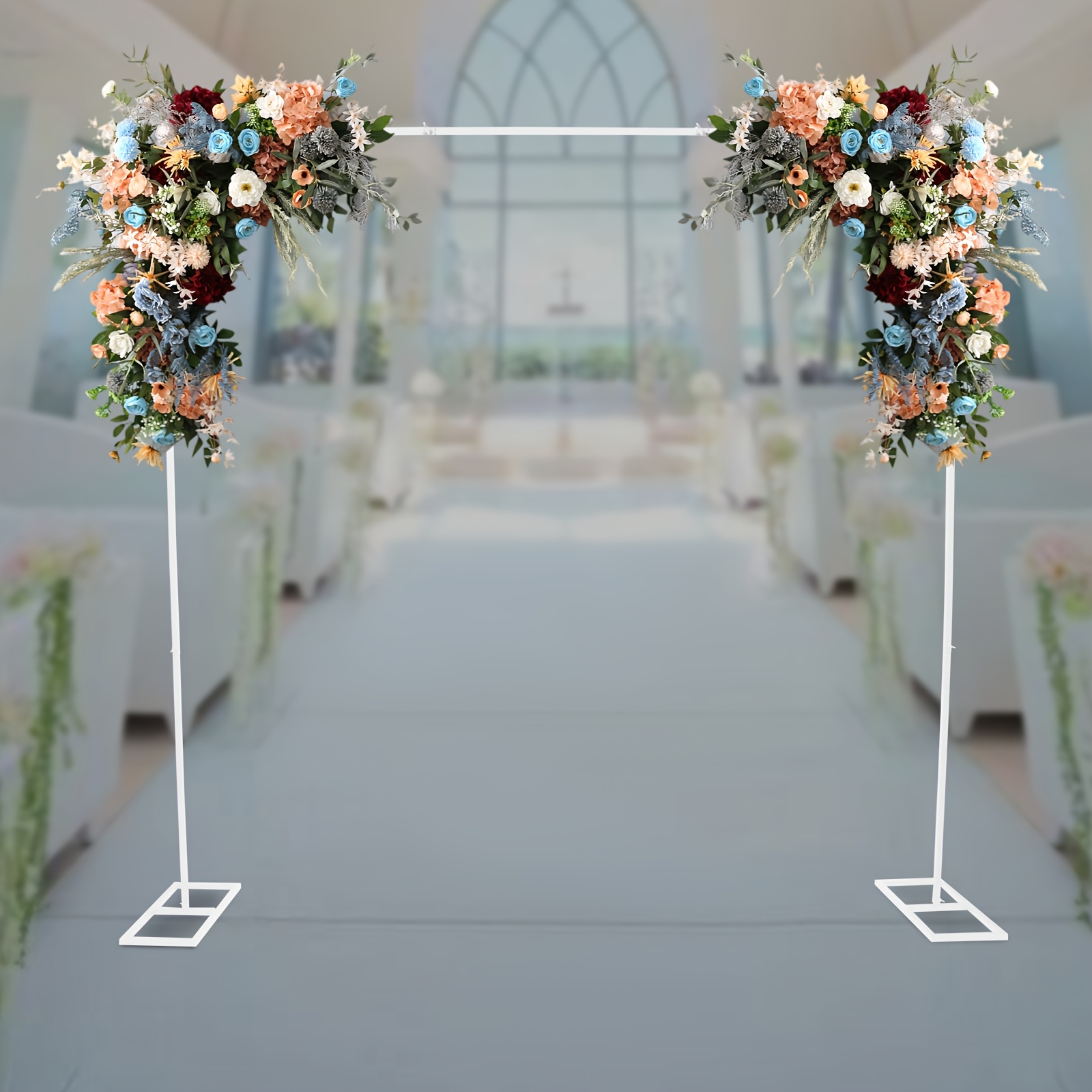 Image of 7.87*7.87ft Wedding Arch Backdrop Stand Square Metal Rectangular Arch Frame Balloon Arch Stand For Wedding Birthday Party Shower Bridal Shower Photography Decoration(white)