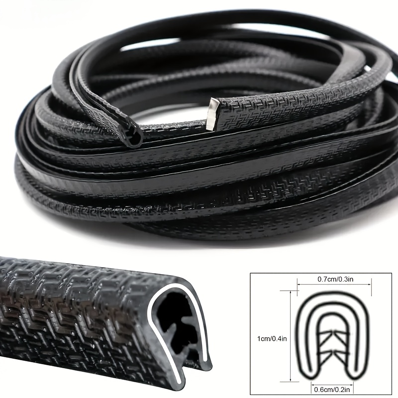 

16.5ft Black Car Door Protector, Synthetic Rubber Trim With U-channel Design, Steel Reinforced, & Customizable Length, For Safety, Car Door Protector