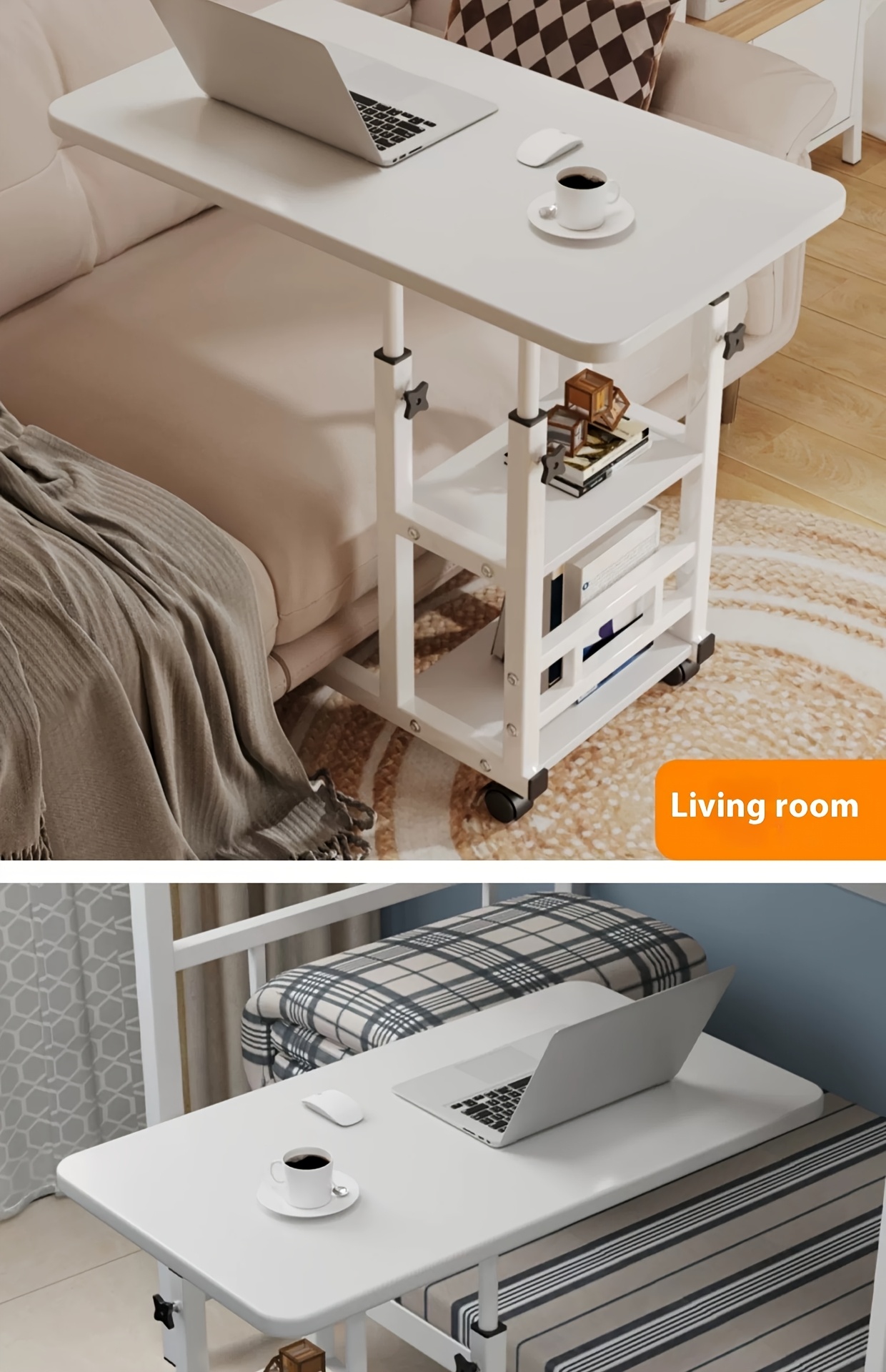 A Versatile And Portable Computer Desk Suitable for Home Use, Including Bedrooms And Living Rooms. This Easy And Adjustable Writing Desk Is Ideal for Students, Featuring 360-Degree Rotating Wheels, Making It a Great Birthday Present