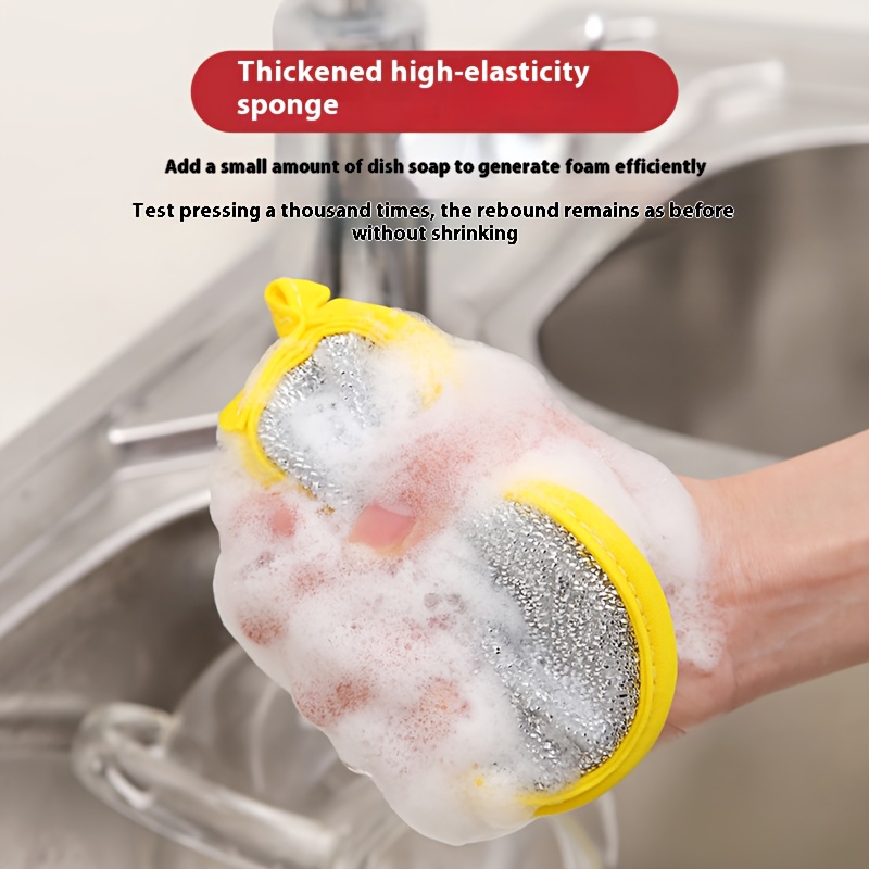Natural Sponge Dishwashing Brush & Scrubber - Heavy-Duty High-Elasticity Thick Sponge with Non-Scratch Surface, Yellow Grip & Hanging Loop, Durable Kitchen Sponge for Pots, Pans, Dishes - Dish Soap Dispenser Compatible (No Residue, Long-Lasting) - Natural Loofah Sponge for Hands, Natural Sponge with Textured Surface, Non-Stick & Oil-Resistant, Ideal for Kitchen Cleaning, Dish & Pot Scrubbing, Washing Sponge Dish, Non Scratch Sponge for Kitchen, Kitchen Cleaning Sponges,