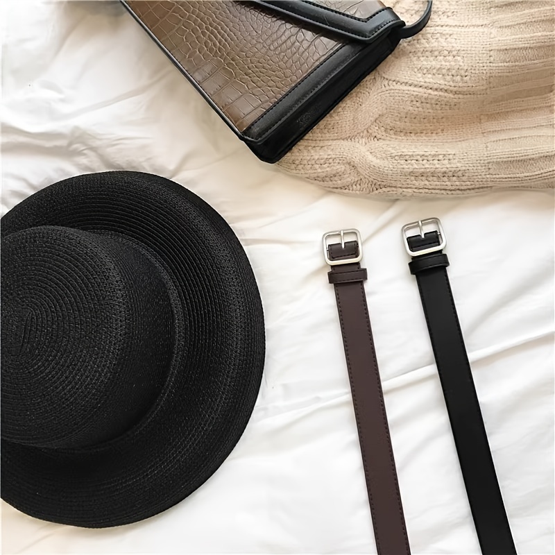 Square Buckle PU Belt for Men and Women