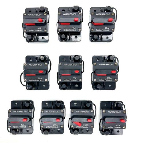 item picture 3pcs of automotive fuse holders 20a 300a amp waterproof automatic circuit breaker switch protection reset automotive boat circuit protectors automotive fuse holder adapters without battery