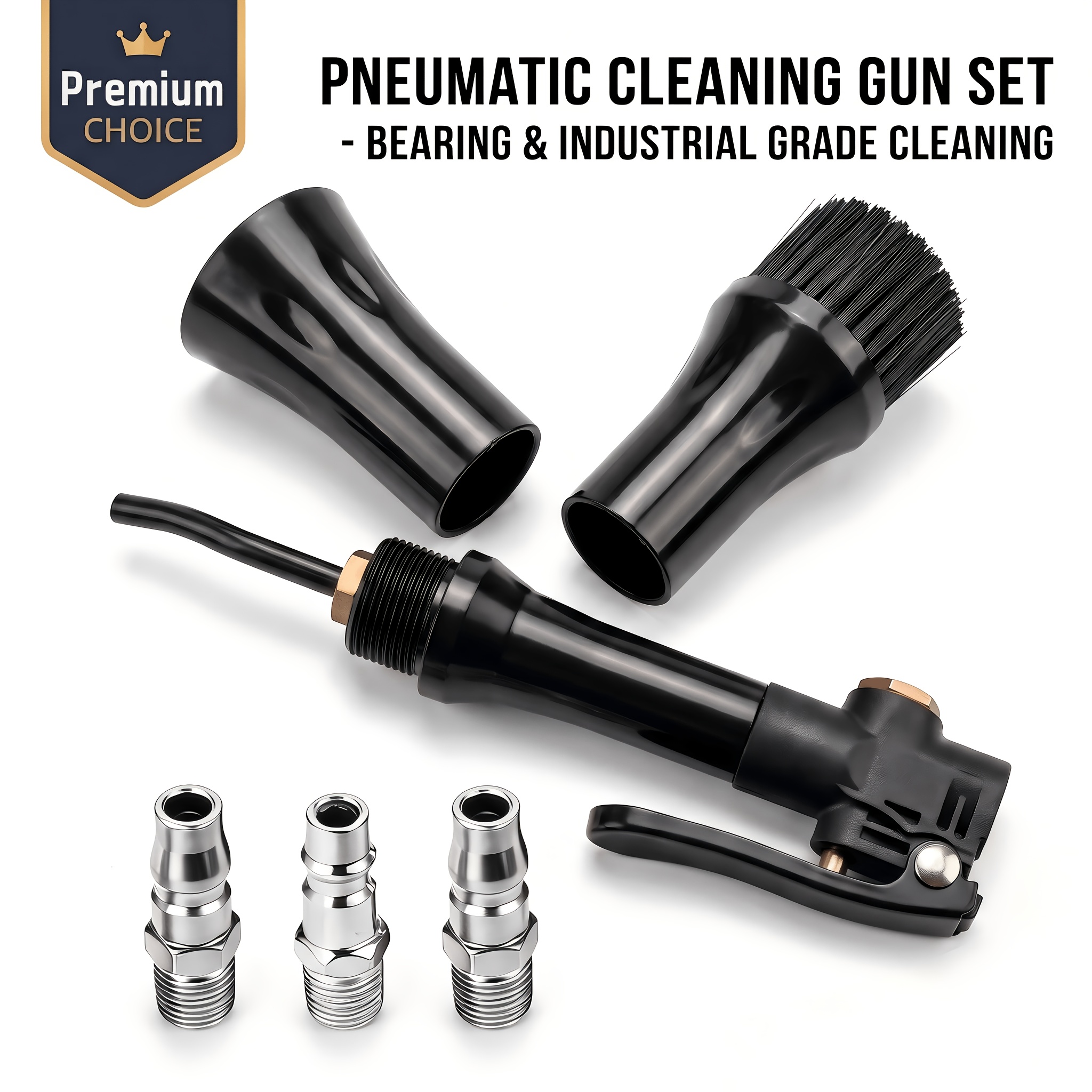 TEMU Pistolet souffleur pneumatique à air pour le nettoyage de la poussière - Pistolet dépoussiérage professionnel avec double buses outil (évasée et