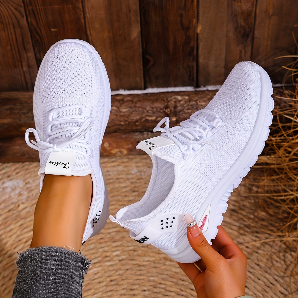 New Fashionable Sneakers With Breathable Mesh, Quick Lace-, Slip-resistant And Durable Sole, Lightweight And Versatile Casual Shoes., Women Shoes