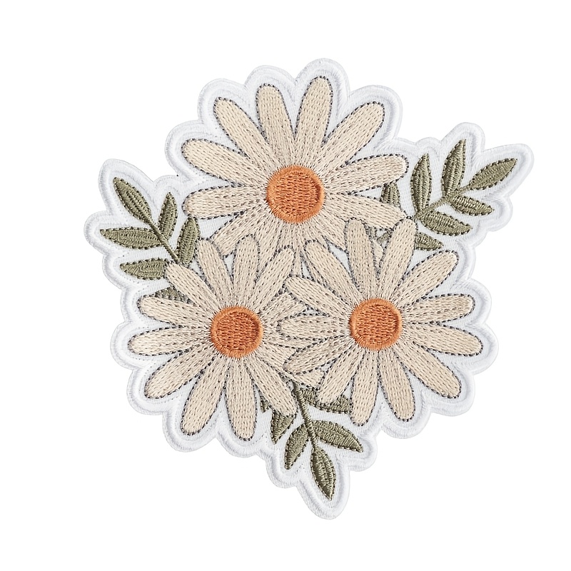 TEMU 1 pièce Patch brodé de , Appliqué thermocollant blanc et jaune pour décoration de vêtements DIY