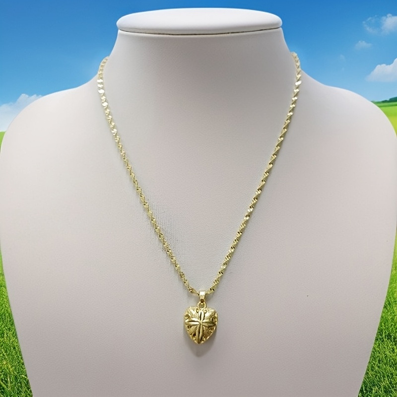 TEMU Collar versátil y moderno para mujer con colgante de flor de hueco con cadena de ondas de agua, 2025, con forma de cruz y cara