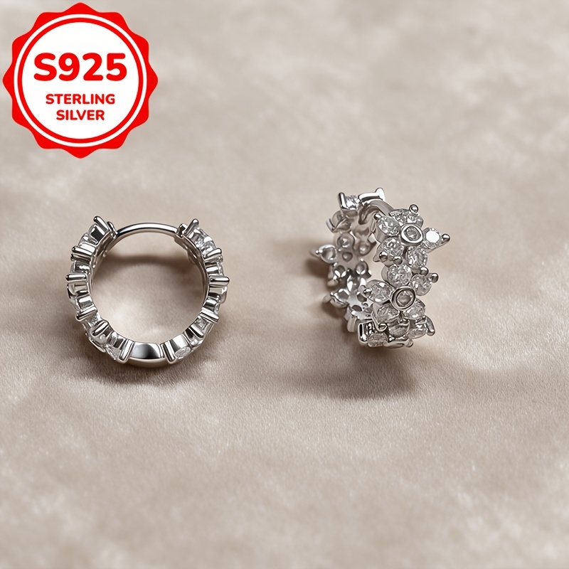 Women's S925 Silver Full-Drill Earrings, Light Luxury Design