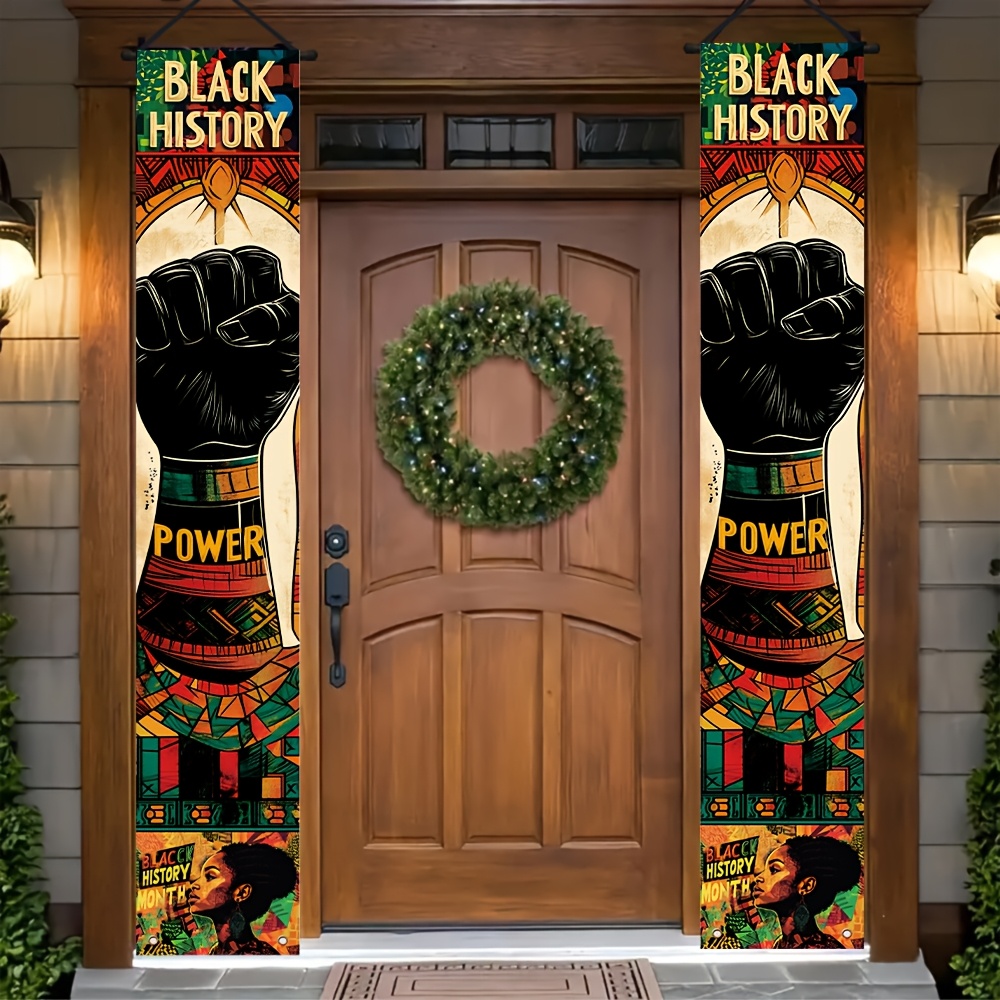 

1 Pair Black History Month - Polyester, Of Power Design, Vibrant Colors, Ideal For Indoor & Outdoor Porch Decor, Home Accents, Decor Flags