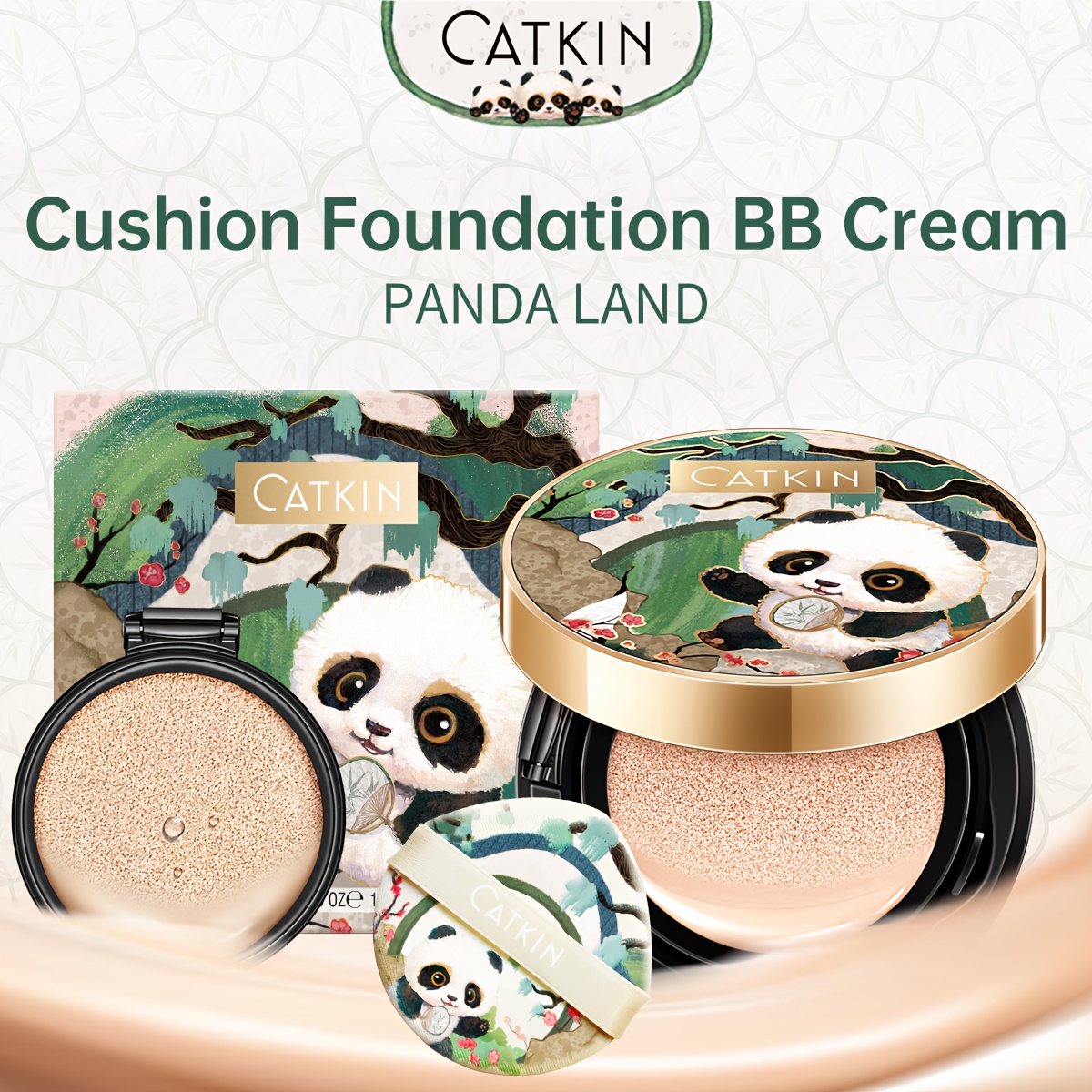 [Silky CATKIN Foundation] CATKIN Full Coverage Cushion Foundation | Silky & Long-Lasting with Hyaluronic Acid, Plant-Based Squalane, for All Skin Types, 1.4 Fl Oz
